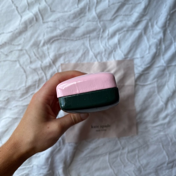 Kate Spade Blush Pink and Dark Green Eyeglass Case with Wipe - Picture 7 of 9